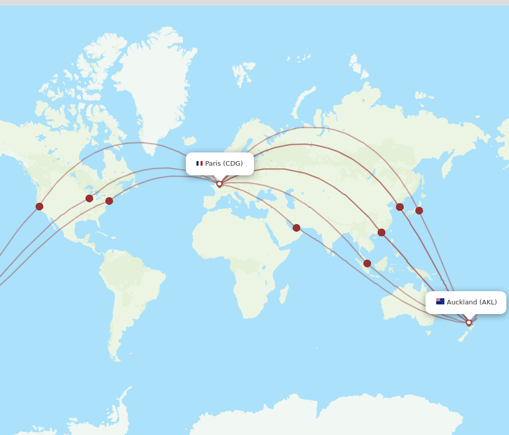 CDG-AKL flight routes