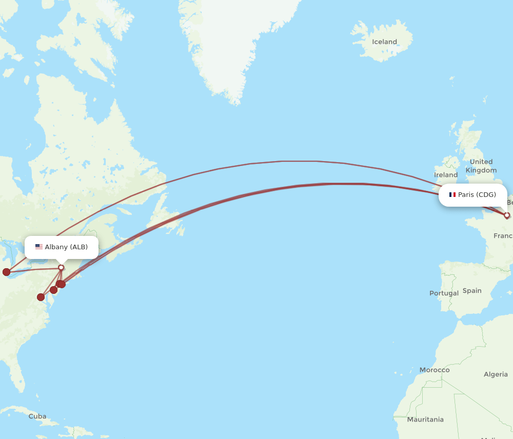 CDG-ALB flight routes