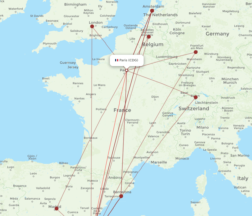 CDG-ALC flight routes