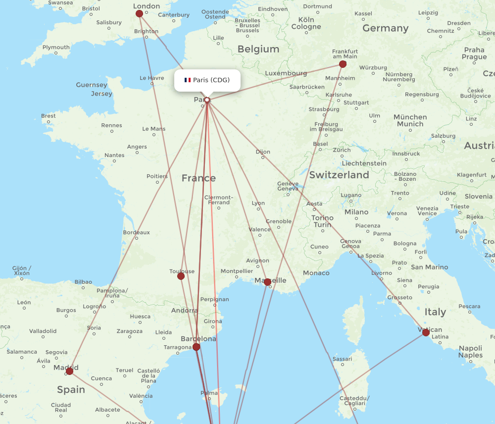CDG to ALG flights and routes map
