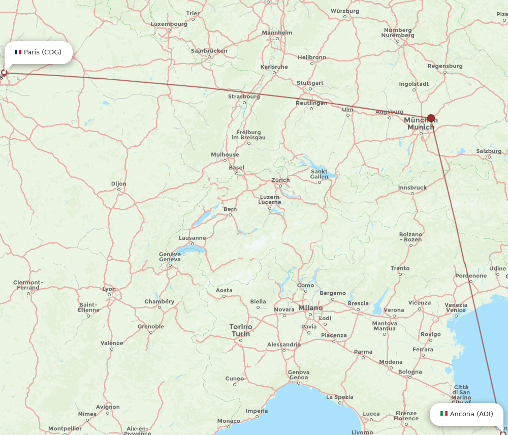 CDG-AOI flight routes