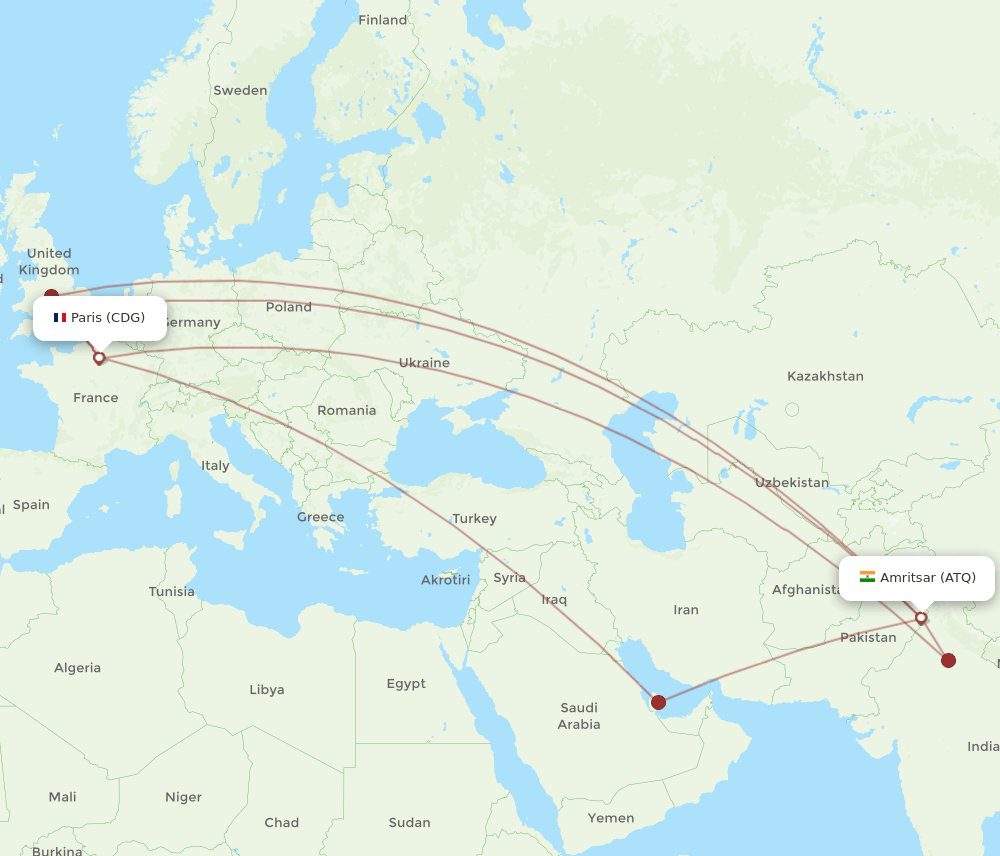 CDG-ATQ flight routes