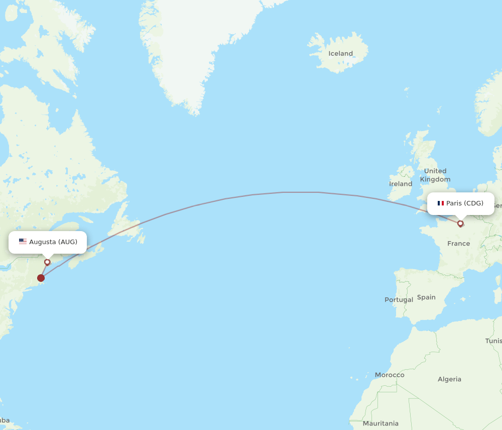 CDG-AUG flight routes