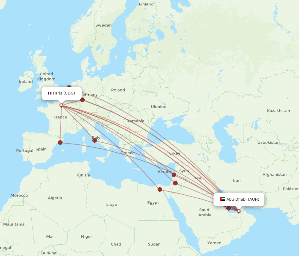 CDG-AUH flight routes