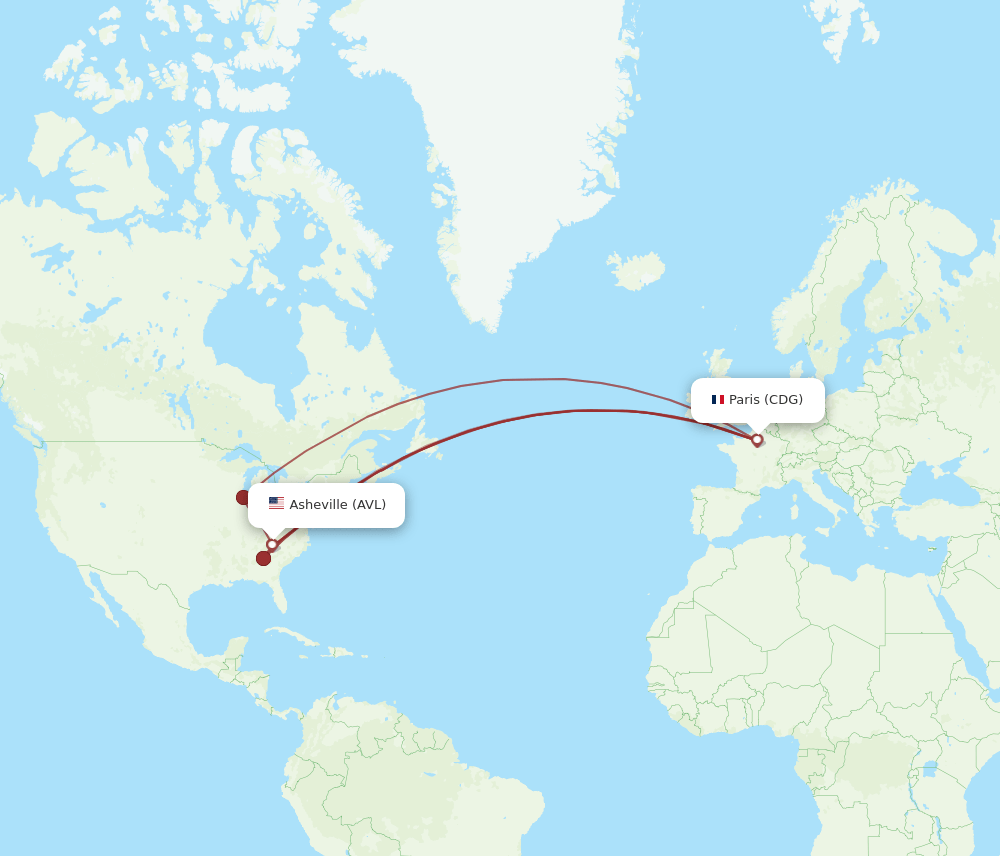 CDG-AVL flight routes