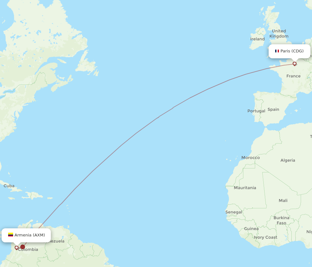 CDG-AXM flight routes