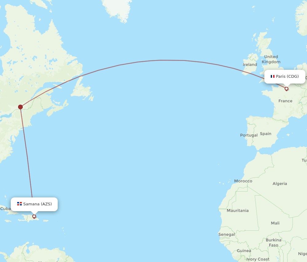 CDG-AZS flight routes