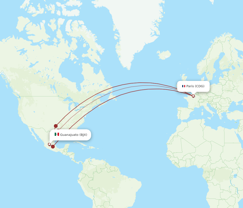 CDG-BJX flight routes