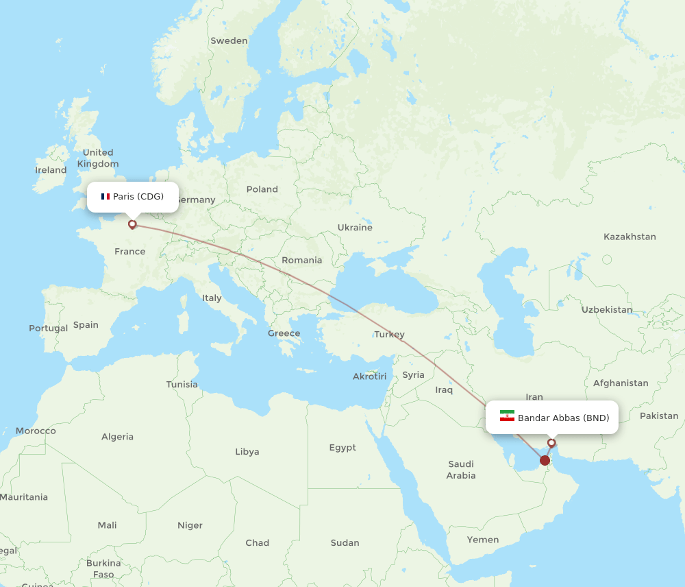CDG-BND flight routes