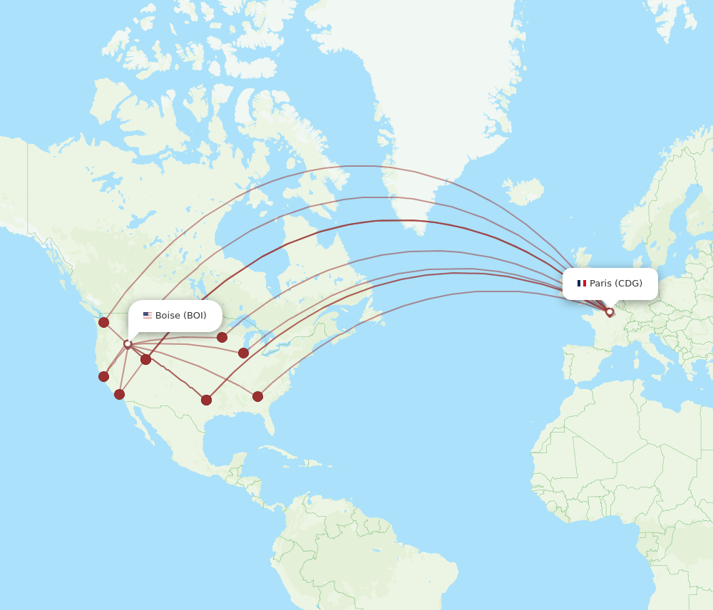CDG-BOI flight routes