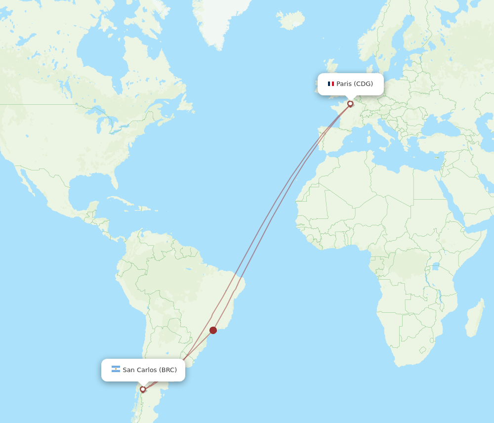 CDG-BRC flight routes