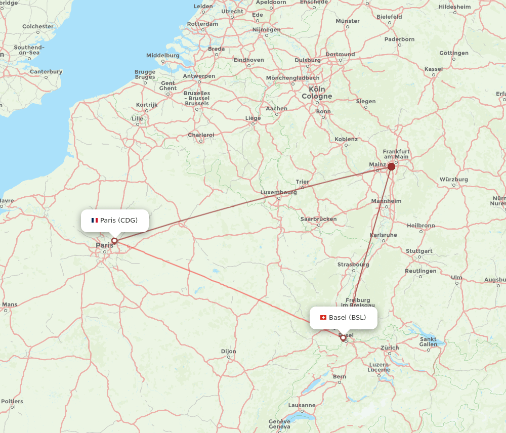 CDG-BSL flight routes