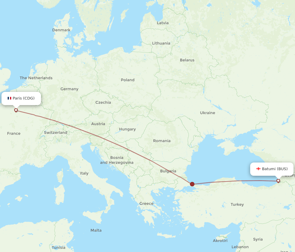 CDG-BUS flight routes