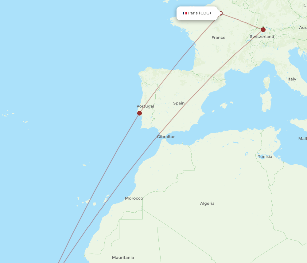 CDG-BVC flight routes