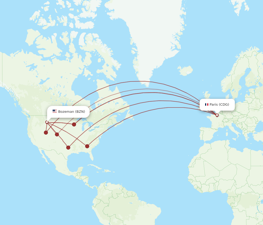 CDG-BZN flight routes