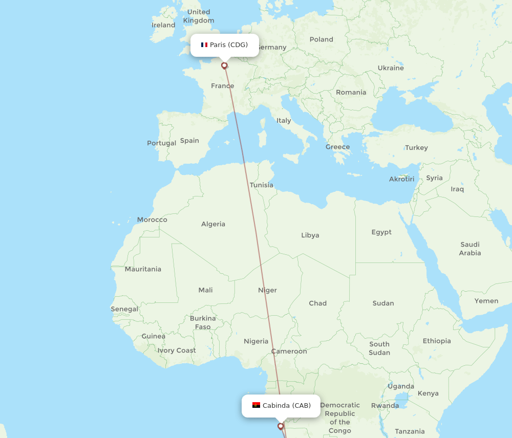 CDG-CAB flight routes