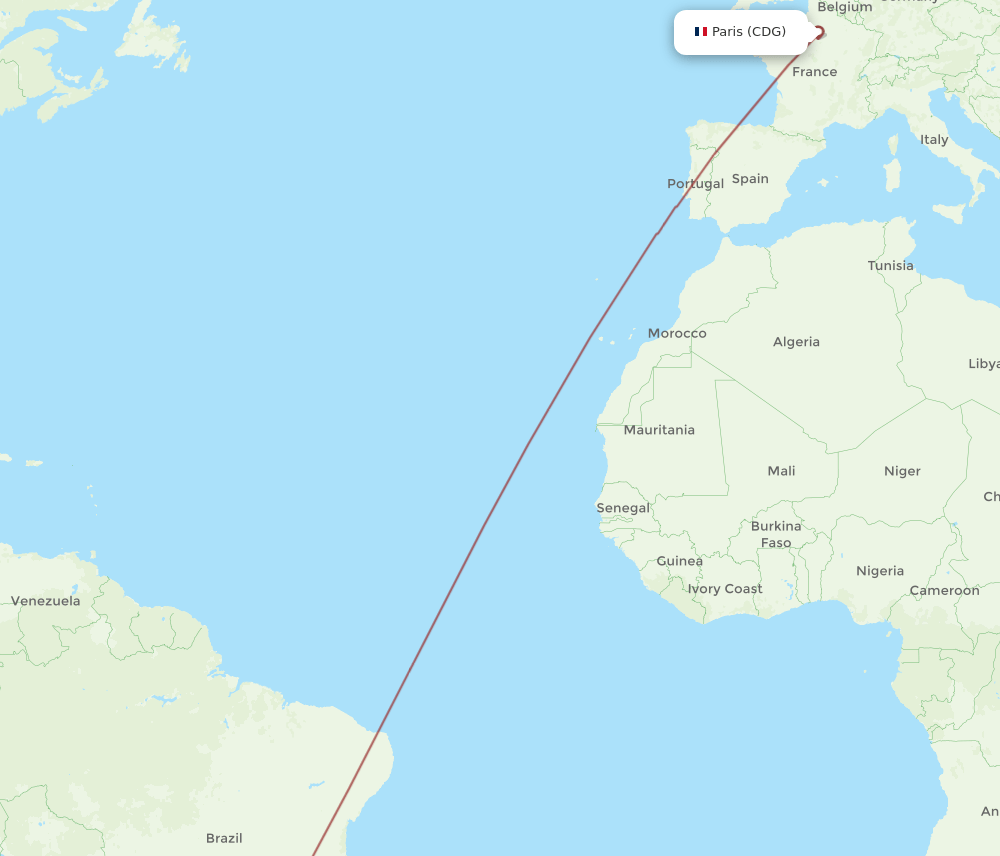 CDG to CAC flights and routes map