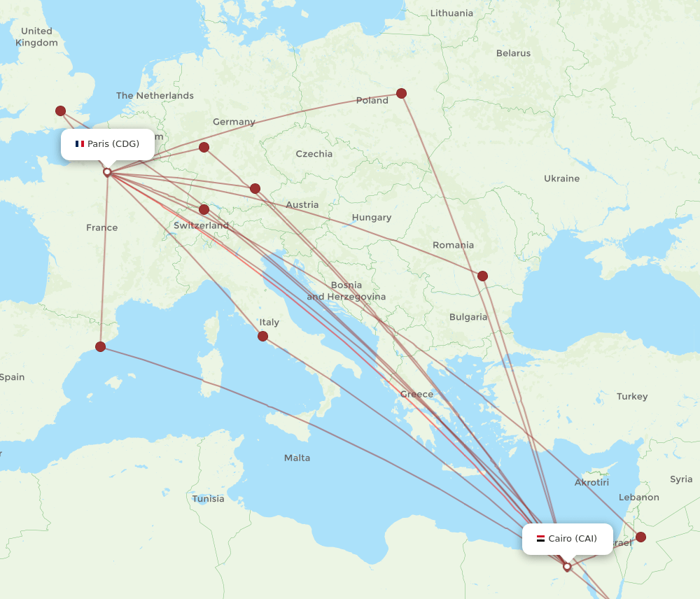 CDG-CAI flight routes