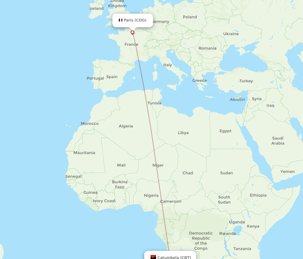 CDG-CBT flight routes