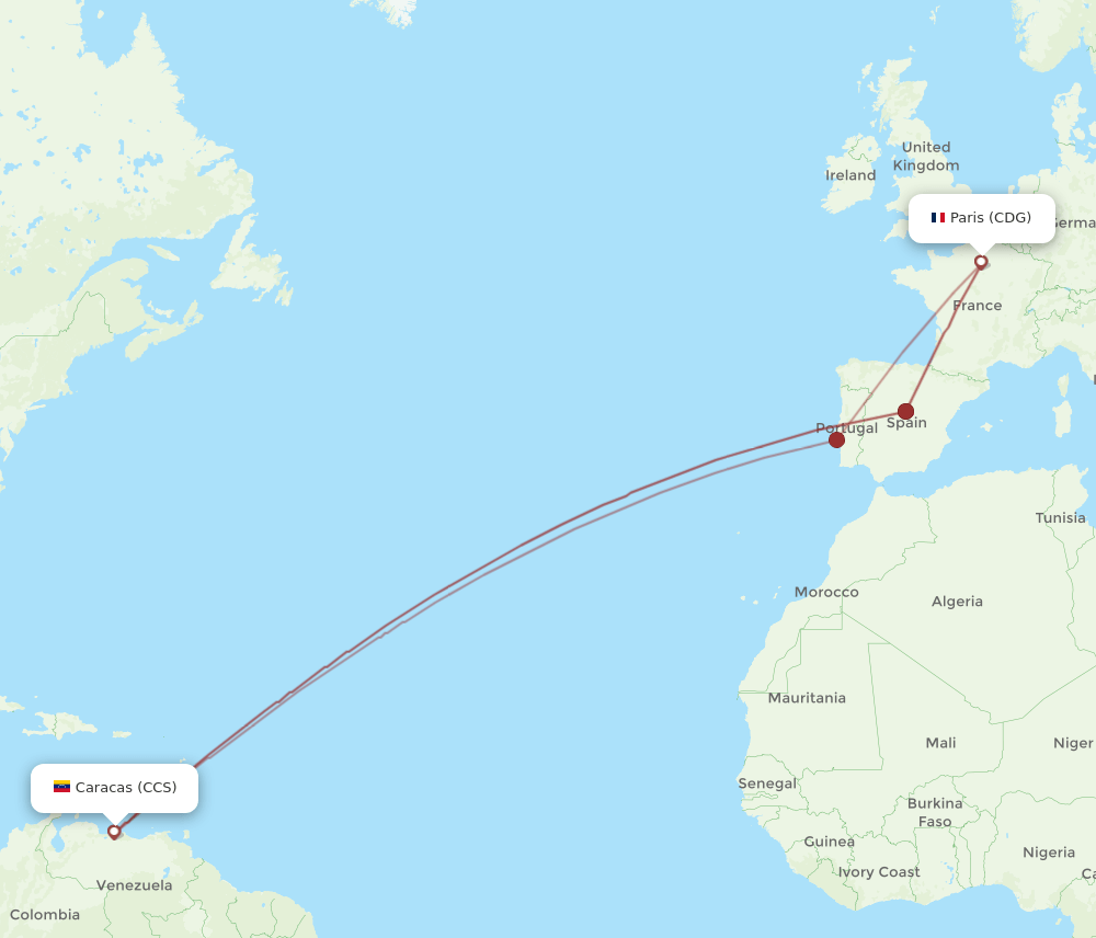 CDG-CCS flight routes