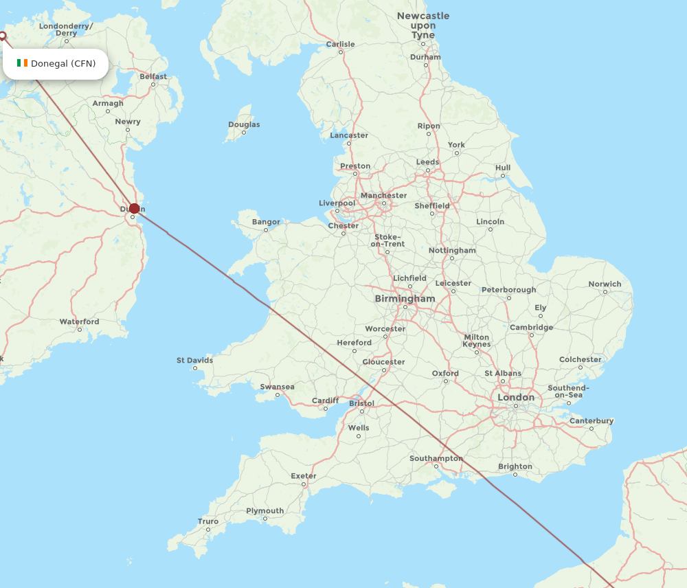 CDG to CFN flights and routes map