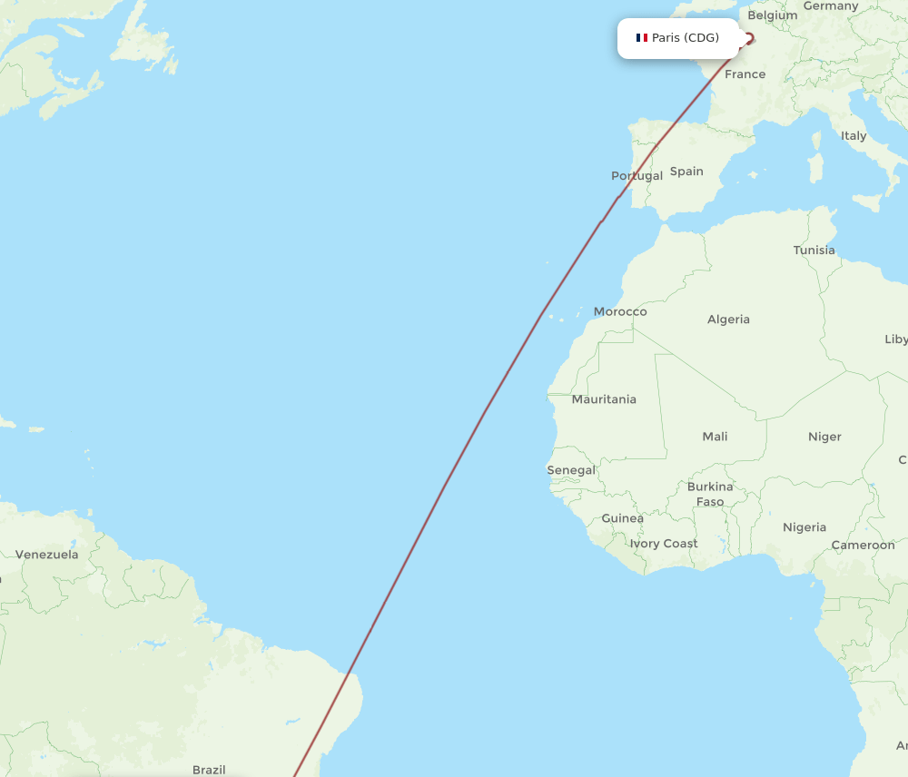 CDG-CGR flight routes