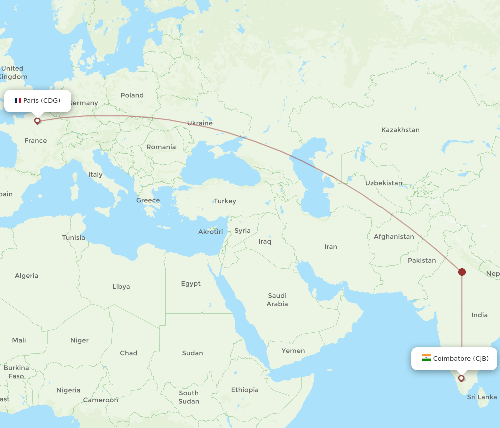 CDG-CJB flight routes
