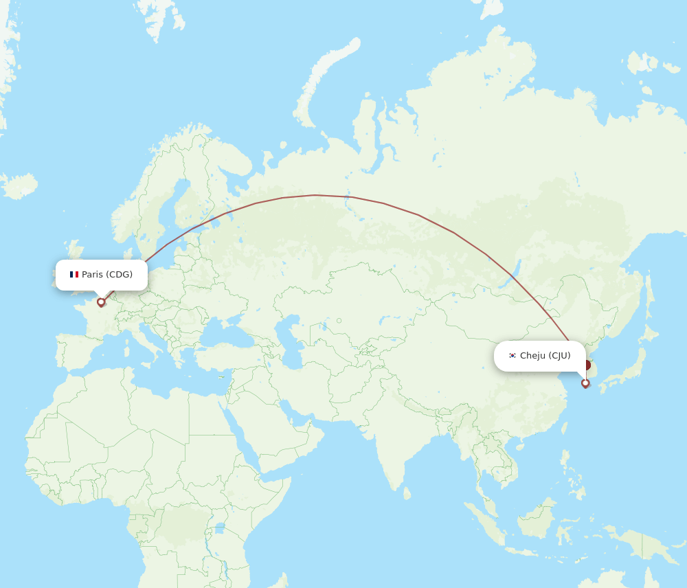 CDG-CJU flight routes