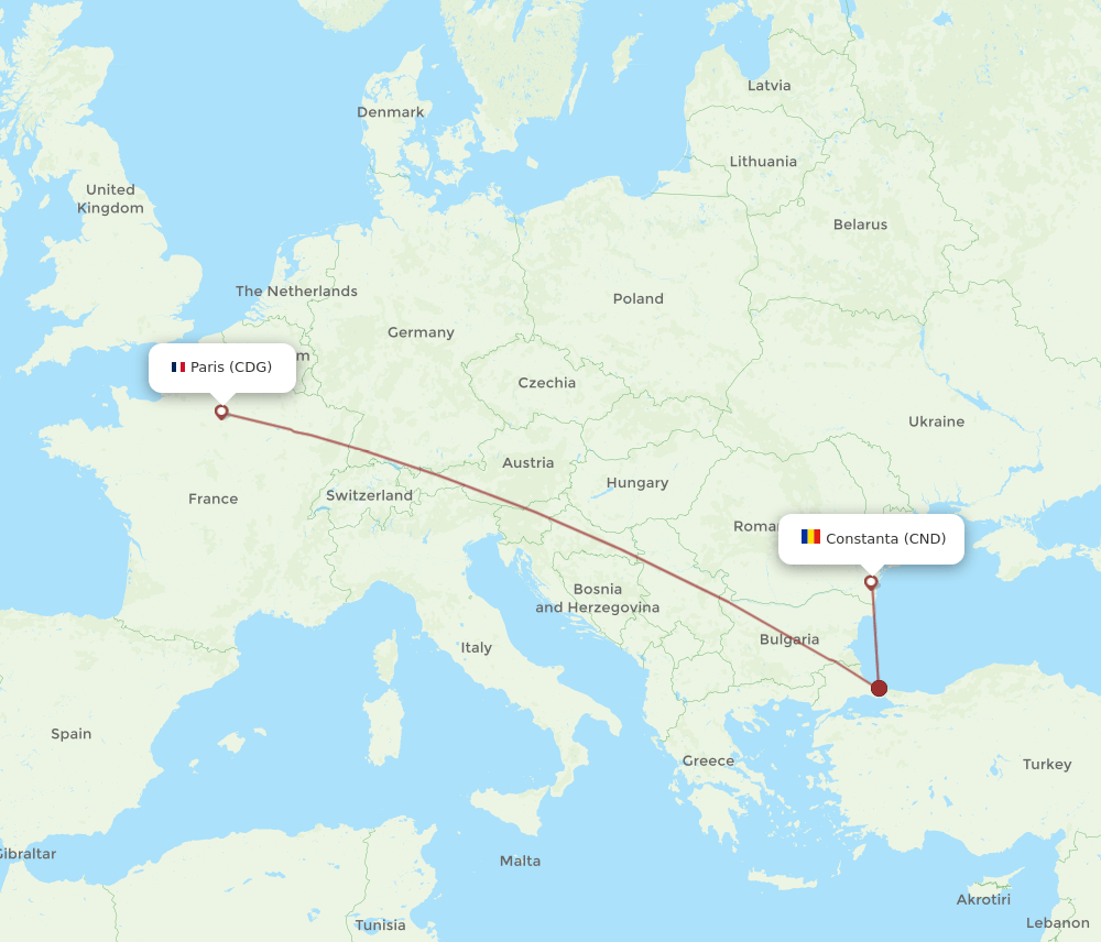 CDG-CND flight routes