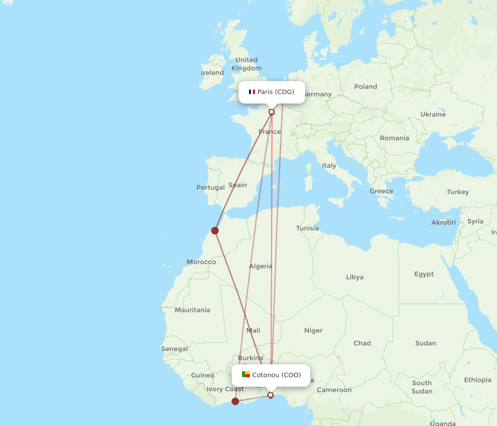 CDG-COO flight routes
