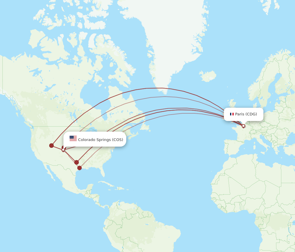 CDG-COS flight routes