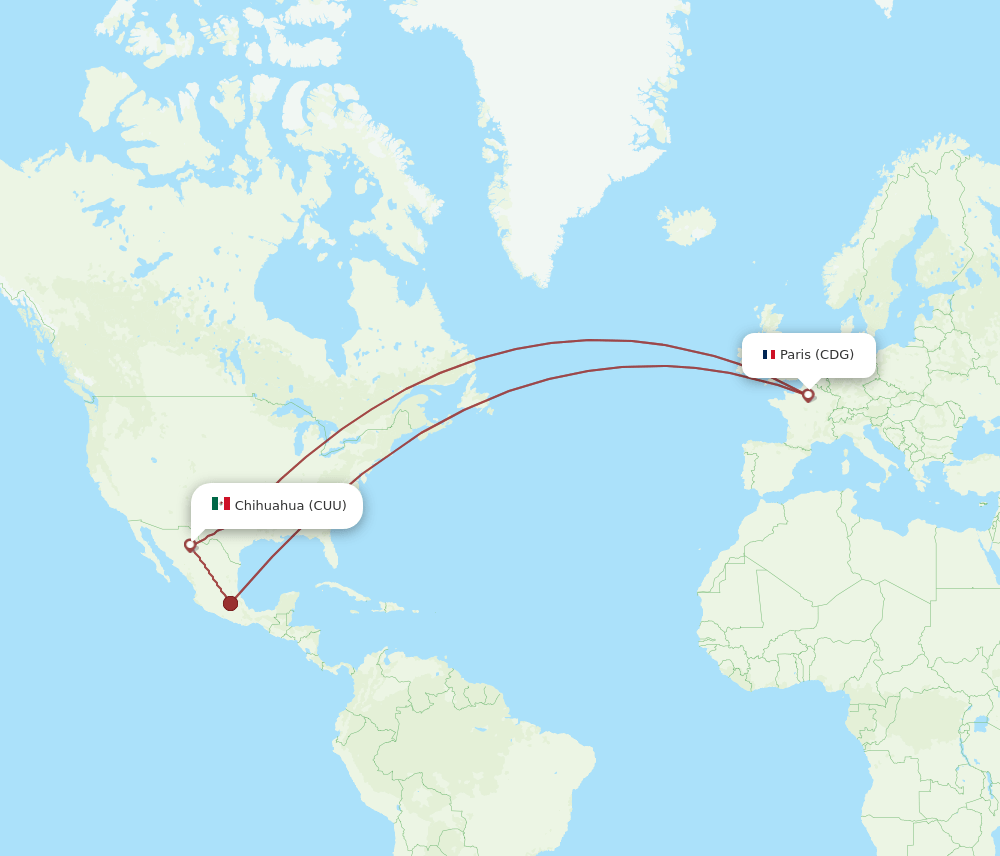 CDG-CUU flight routes