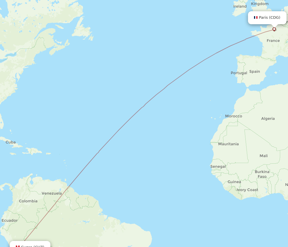 CDG-CUZ flight routes