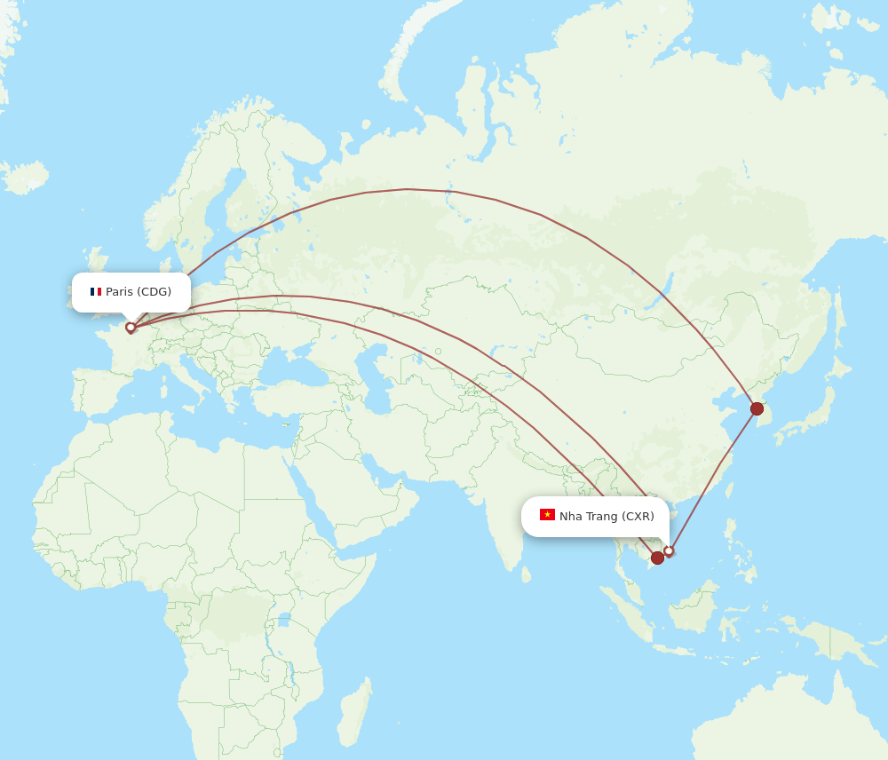 CDG-CXR flight routes