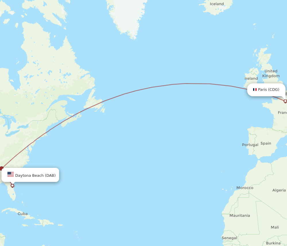 CDG-DAB flight routes