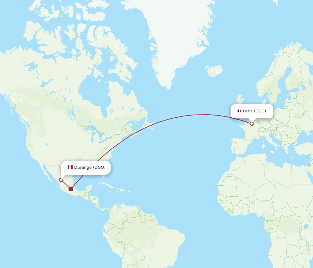 CDG-DGO flight routes