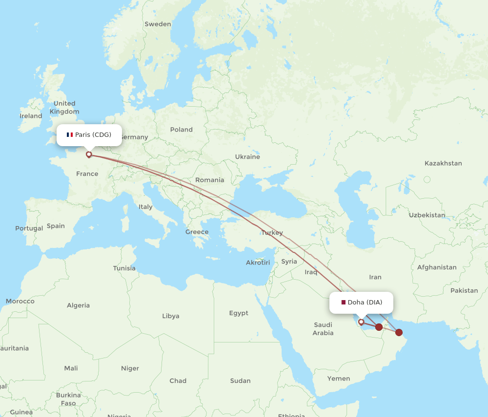 CDG-DIA flight routes