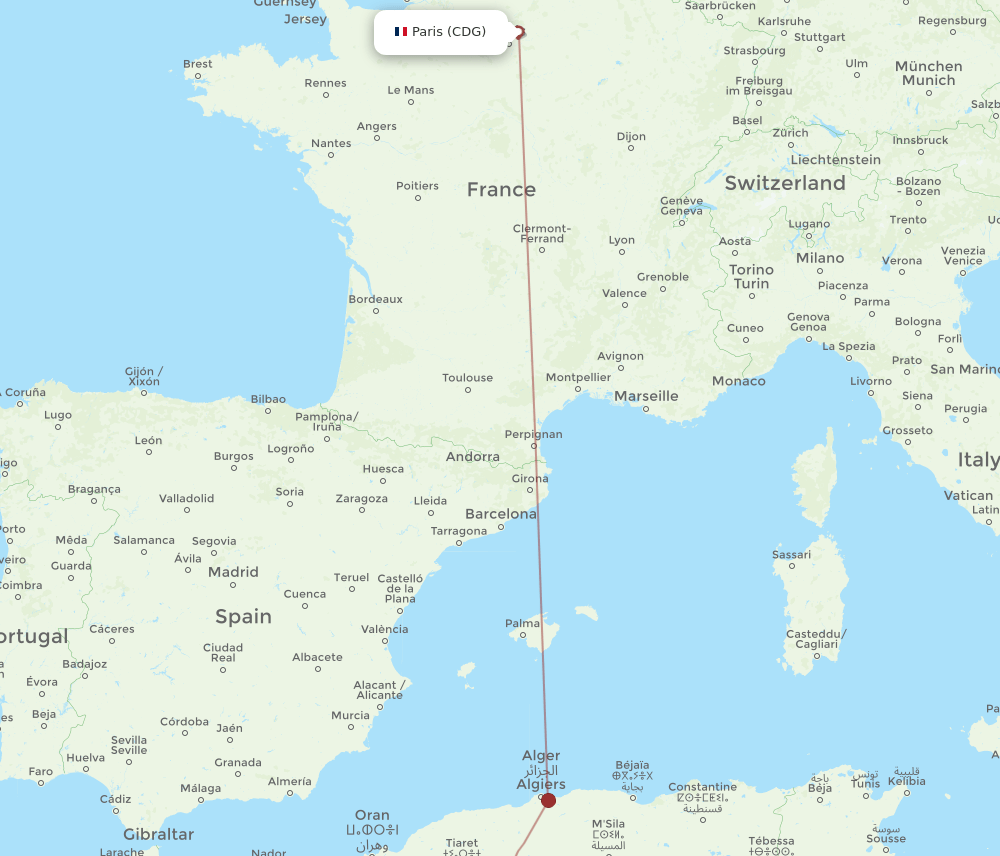 CDG to EBH flights and routes map