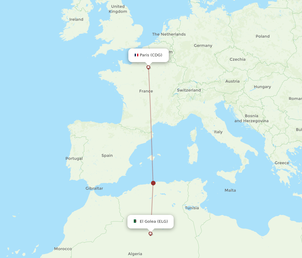 CDG-ELG flight routes