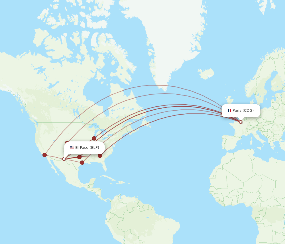 CDG-ELP flight routes