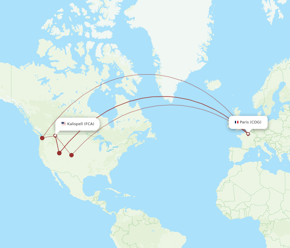 CDG-FCA flight routes