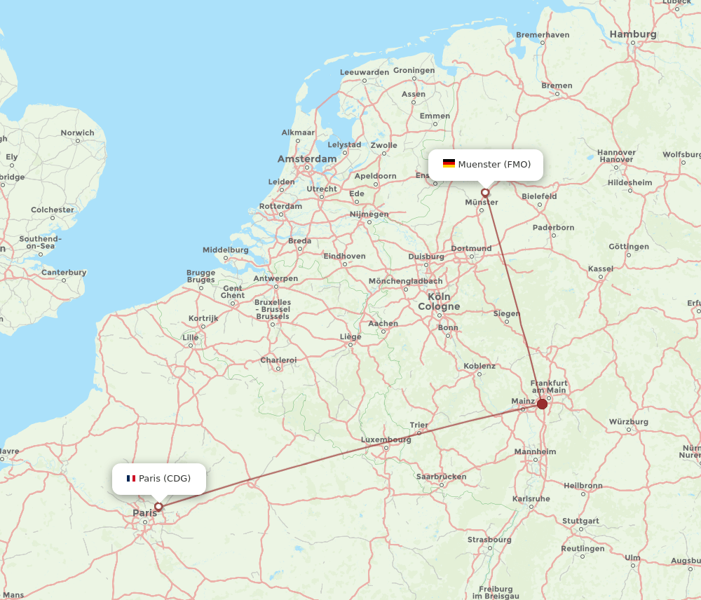 CDG to FMO flights and routes map