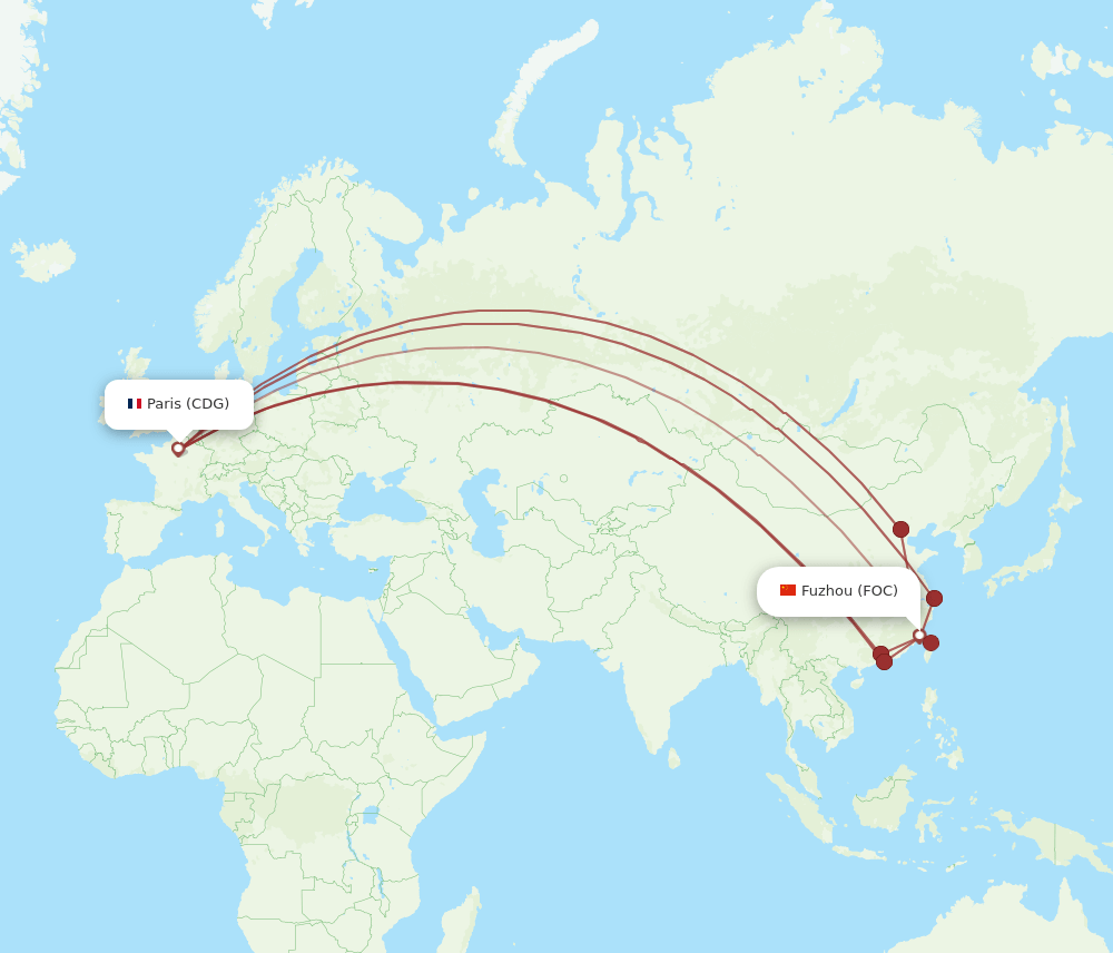 CDG-FOC flight routes
