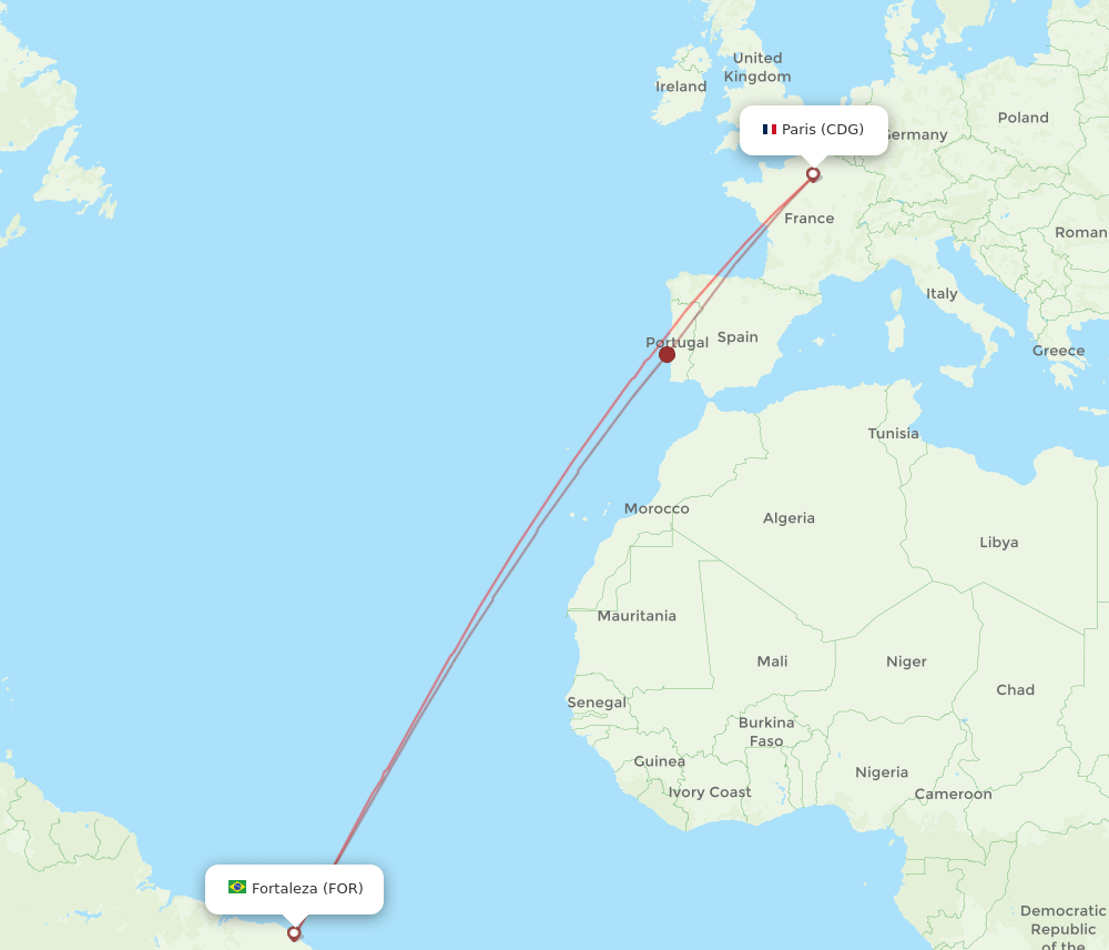 CDG-FOR flight routes