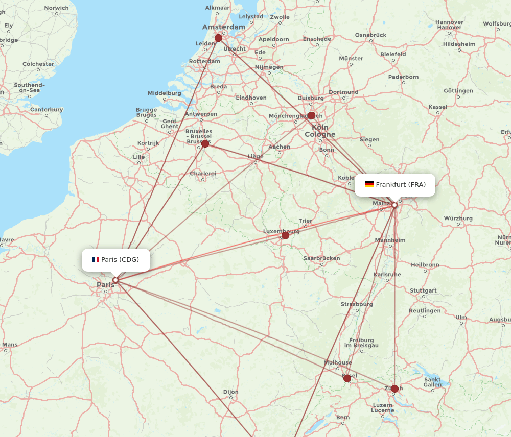 CDG-FRA flight routes
