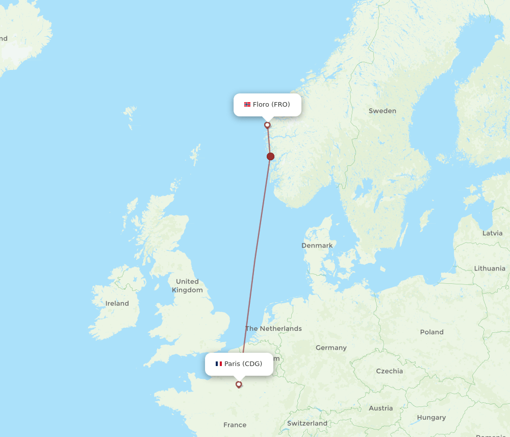 CDG-FRO flight routes