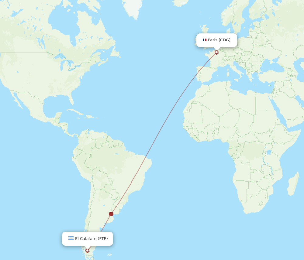 CDG to FTE flights and routes map