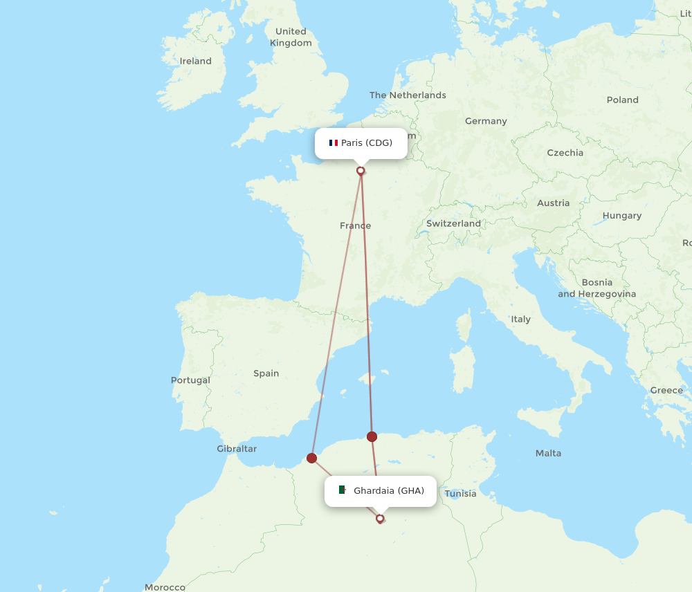 CDG-GHA flight routes