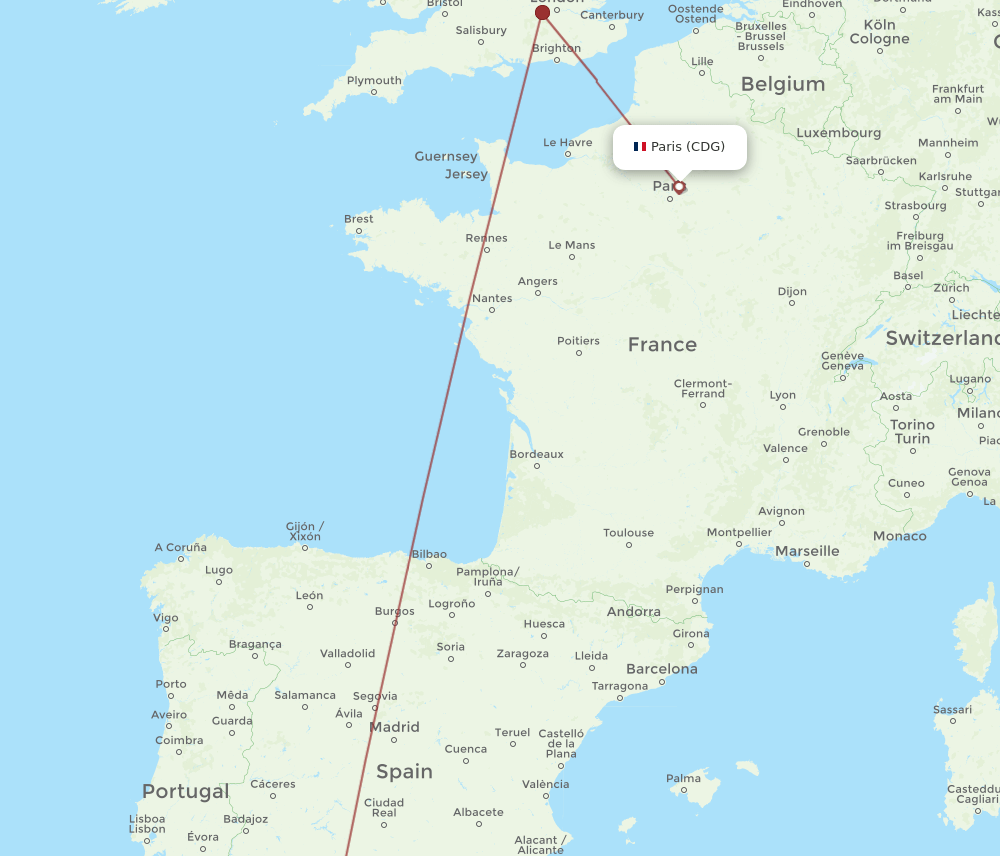 CDG-GIB flight routes