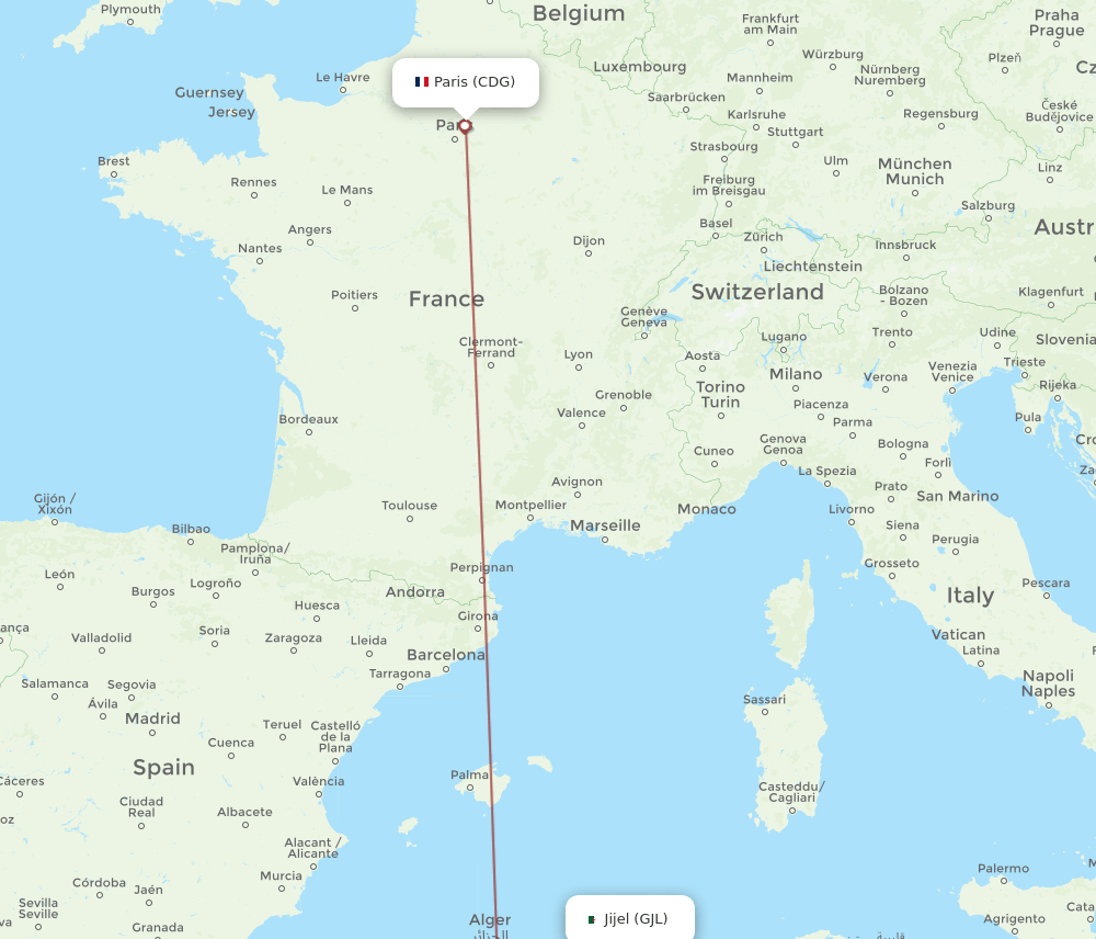 CDG-GJL flight routes